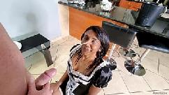 Indian girl in french maid outfit golden shower cleanup